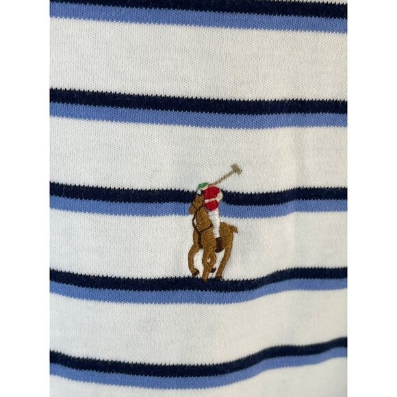 Polo Ralph Lauren Mens XL Pima Soft Touch Striped Polo Shirt 100% Cotton Blue‎ & - Picture 3 of 16